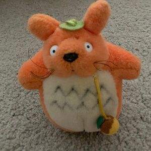 Orange stuff Totoro, 5.5 inches tall and 6 inches wide, rare collectible version